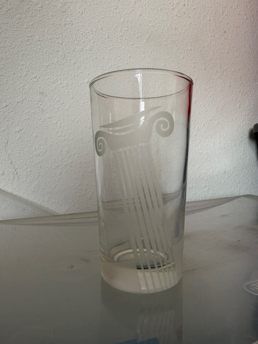 Etched Glass Tumbler with Column Motif - Clear